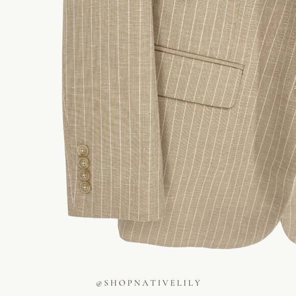 NWT Amour Vert Women’s Slim Tobie Blazer  | Sz Medium | Natural (Tan) Striped - Picture 7 of 14
